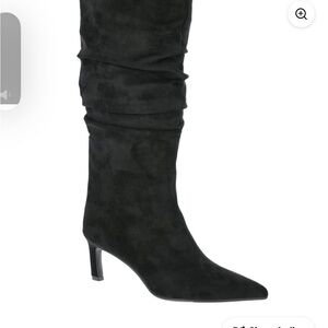 Elegant Black Suede Heeled Boots for Women